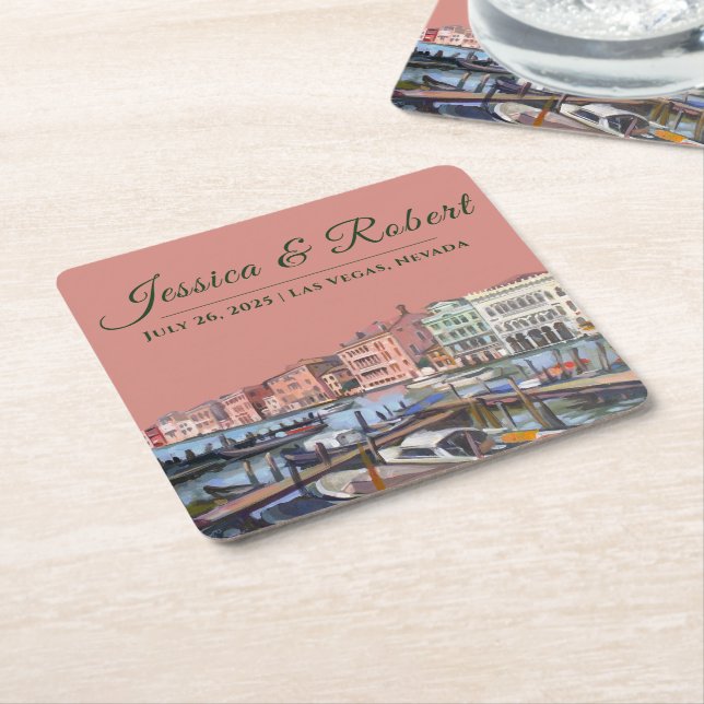 Painting of Grand Canal, Venice, Italy Square Pape Square Paper Coaster (Angled)