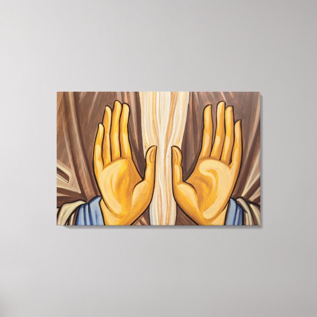 Painting Of Hands In A Church Canvas Print (Front)