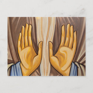 Painting Of Hands In A Church Postcard