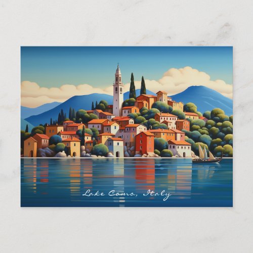 Painting of Lake Como  Italy Travel  Art Postcard