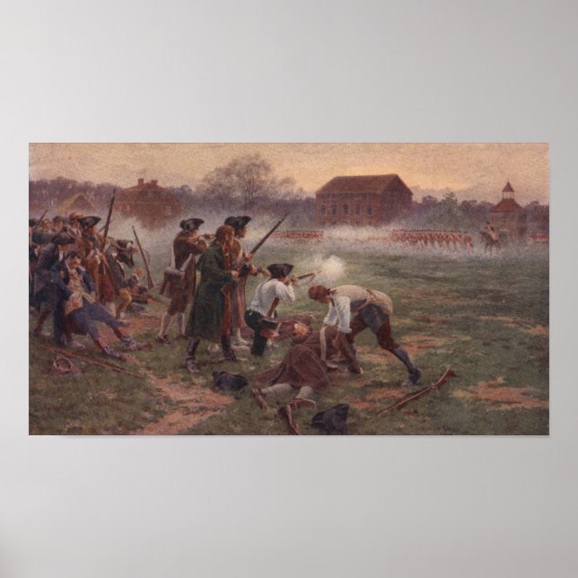 Painting of Line battle in American Revolutionary Poster (Front)