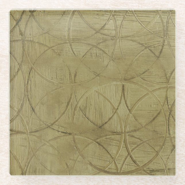 Painting of Linked Circles by Jennifer Goldberger Glass Coaster (Front)