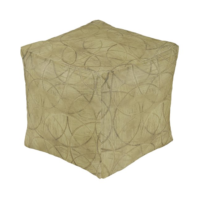 Painting of Linked Circles by Jennifer Goldberger Pouf (Angled Front)