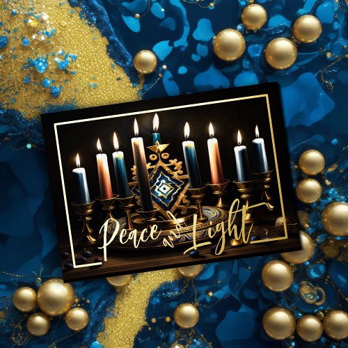 Painting of Menorah Peace and Light Holiday Card