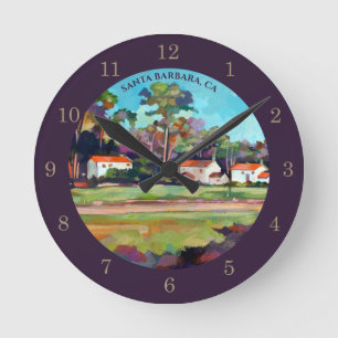 Painting of Mission Park Santa Barbara, CA Round Clock