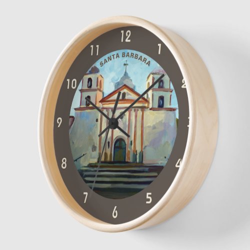 Painting of Mission Santa Barbara CA Clock