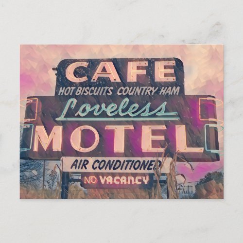 Painting of neon sign at Loveless Cafe Postcard