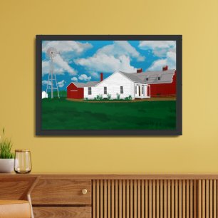 Painting of Old Farm in Michigan Framed Art