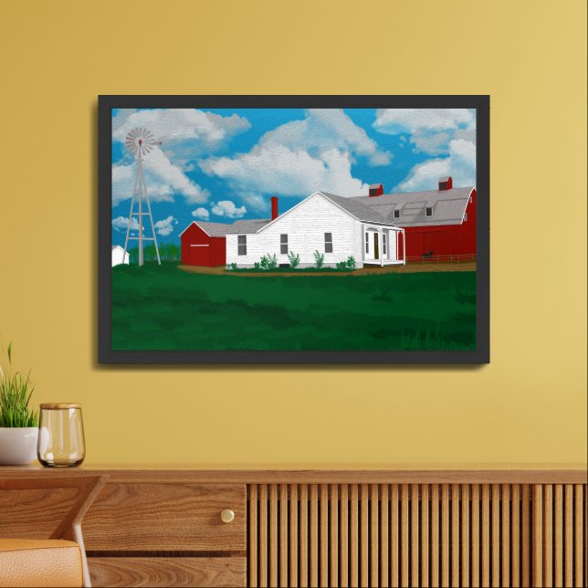 Painting of Old Farm in Michigan Framed Art (Living Room)
