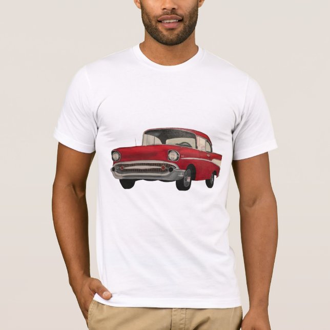 Painting of old time red car tshirts (Front)