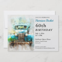 Painting of Old Truck Birthday Invitation