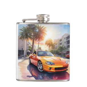 Painting of Orange Sport Car Flask