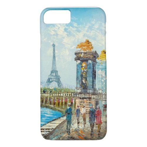 Painting Of Paris Eiffel Tower Scene iPhone 87 Case