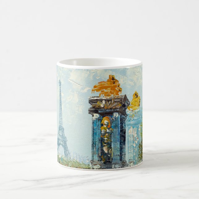 Painting Of Paris Eiffel Tower Scene Coffee Mug (Center)