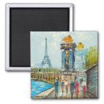 Painting Of Paris Eiffel Tower Scene Magnet at Zazzle