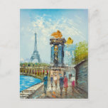 Painting Of Paris Eiffel Tower Scene Postcard at Zazzle