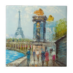 Painting Of Paris Eiffel Tower Scene Tile at Zazzle