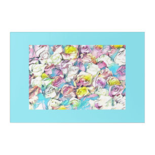 Painting of pink yellow roses Acrylic Wall Art