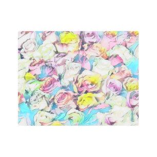 Painting of pink yellow roses Metal Wall Art