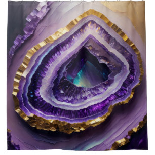 Painting of Purple Gemstone Geode Shower Curtain