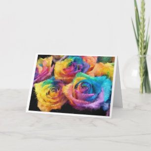 Painting of Rainbow Roses Greeting Card
