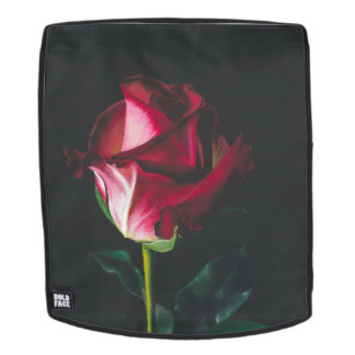 Painting of red rose backpack