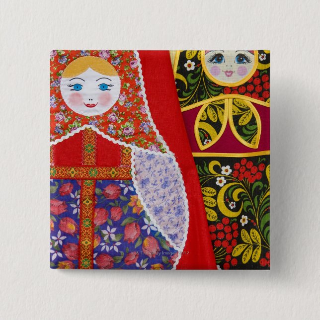 Painting of Russian Matryoshka doll Pinback Button (Front)