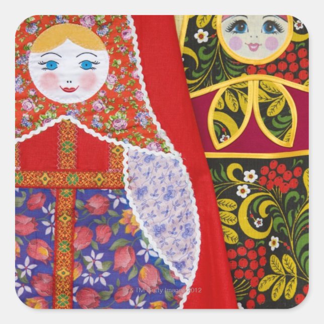Painting of Russian Matryoshka doll Square Sticker (Front)