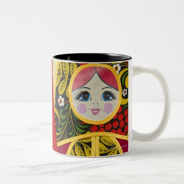 Painting of Russian Matryoshka doll Two-Tone Coffee Mug (Right)