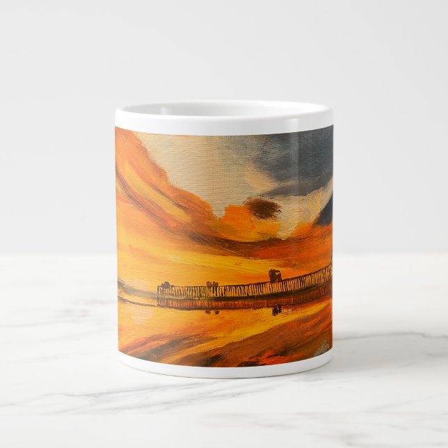 Painting of Scripps Pier, La Jolla, CA Giant Coffee Mug (Front)