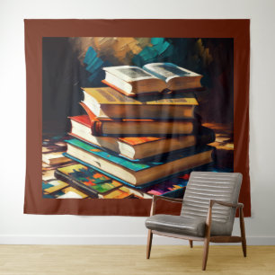 Painting of Stack of Old Books Tapestry
