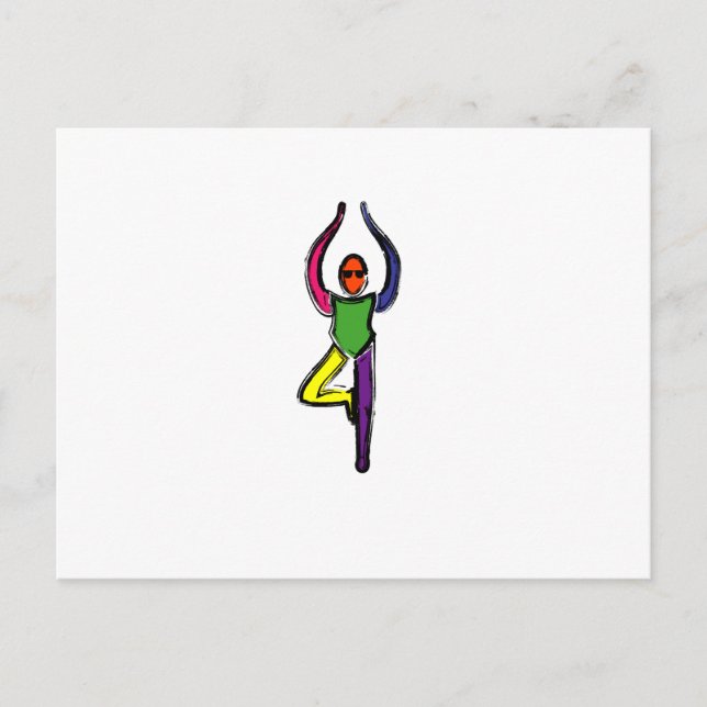 Painting of tree yoga pose. postcard (Front)