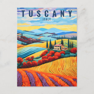 Painting of Tuscany at Sunset Italy Travel Art Postcard