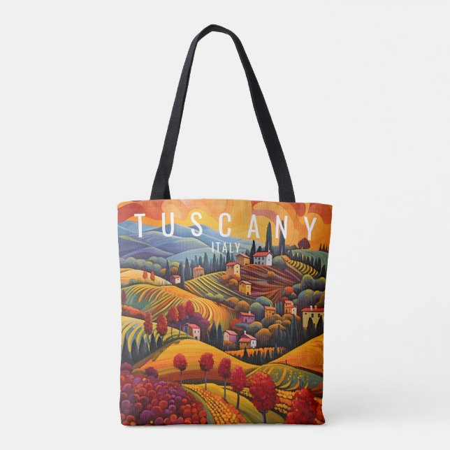 Painting of Tuscany at Sunset | Italy Travel | Art Tote Bag (Back)