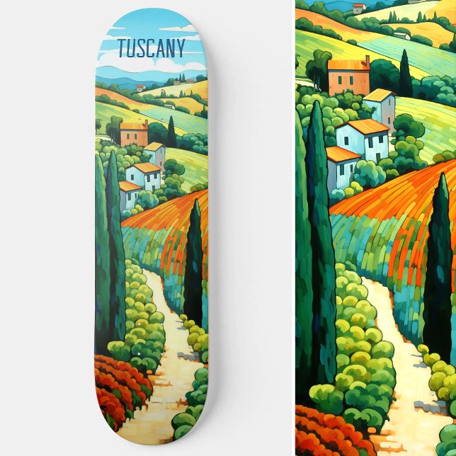 Painting of Tuscany Italy | Travel Art Skateboard (Painting of Tuscany Italy | Travel Art Skateboard)