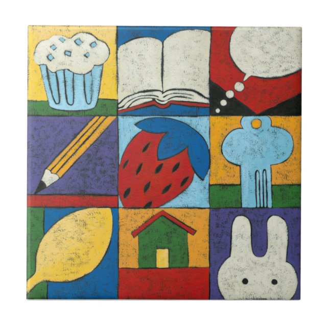Painting of Various Objects by Chariklia Zarris Ceramic Tile (Front)