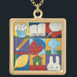 Painting of Various Objects by Chariklia Zarris Gold Plated Necklace<br><div class="desc">The various objects in this painting by Chariklia Zarris are done in a cartoonish manner,  making them fun and friendly for kids. Put this in your nursery or give it as a gift to friends who are expecting a child!</div>