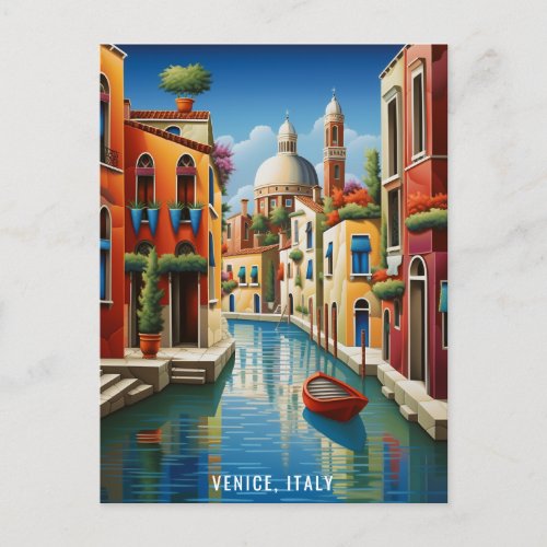 Painting of Venice Canal  Italy Travel  Art Postcard