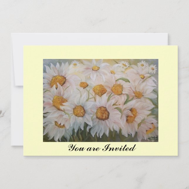 Painting of white daisies garden invitation (Front)