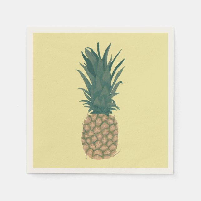 Painting of Whole Ripe Pineapple Paper Napkins (Front)