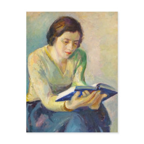 Painting of Woman Reading Postcard