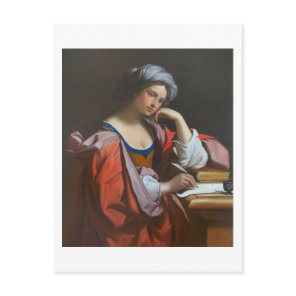 Painting of Woman Writing Postcard