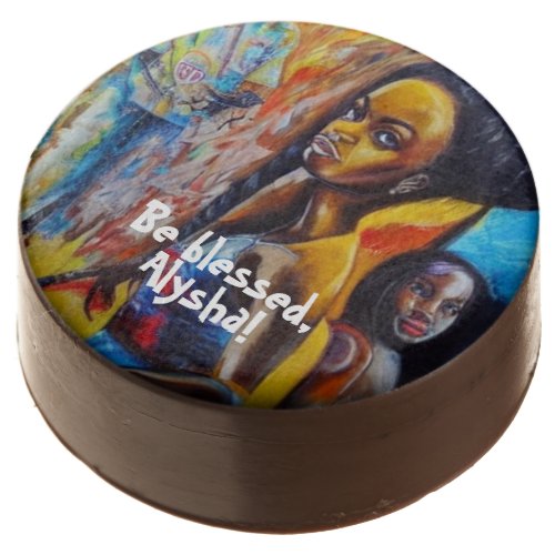 Painting of women red yellow blue custom chocolate chocolate covered oreo