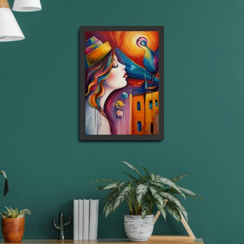 Painting on the wall with graffiti  framed art