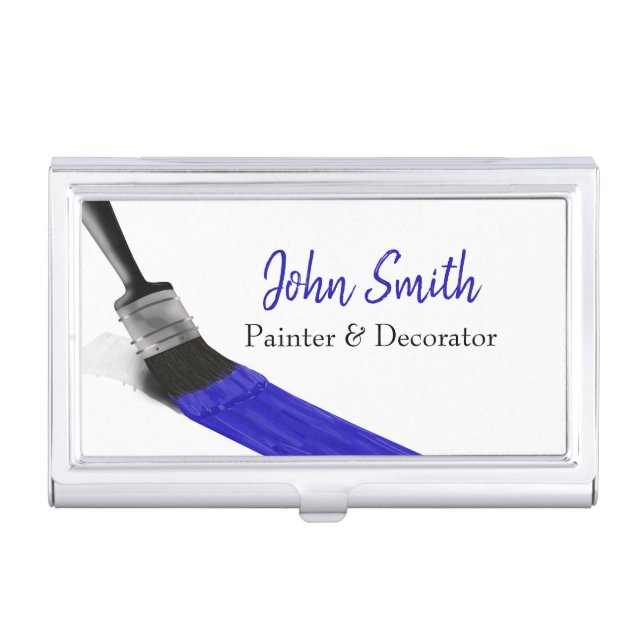 Painting Painter Service Company Brush Blue Business Card Case (Front)
