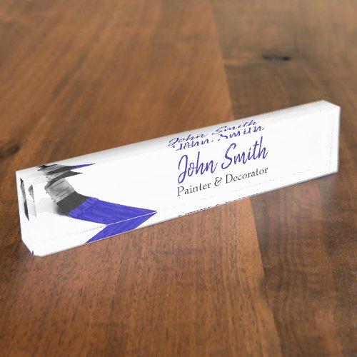 Painting Painter Service Company Brush Blue Desk Name Plate