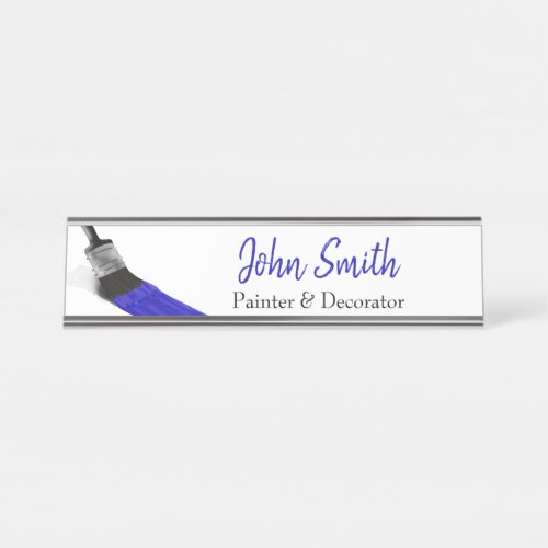 Painting Painter Service Company Brush Blue Desk Name Plate