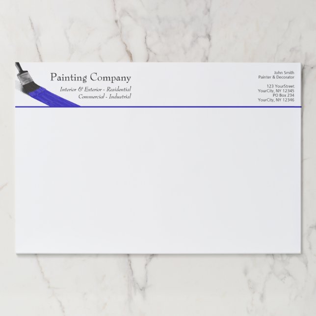 Painting Painter Service Company Brush Blue Paper Pad (Front)