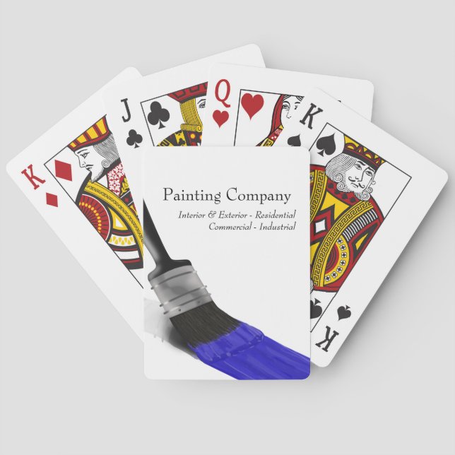 Painting Painter Service Company Brush Blue Poker Cards (Back)
