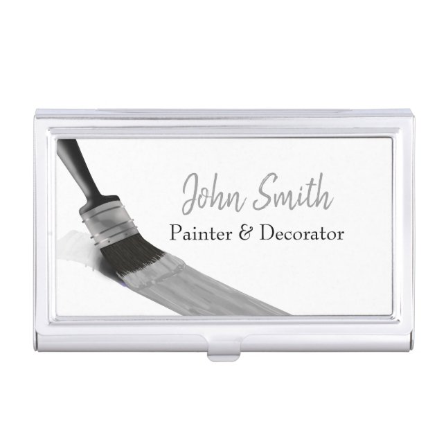 Painting Painter Service Company Brush Gray Business Card Case (Front)